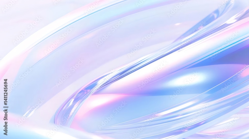Poster 滑らかな曲線と光のグラデーションが特徴の抽象的な背景 鮮やかな青と紫色の波模様が視覚的に魅力的