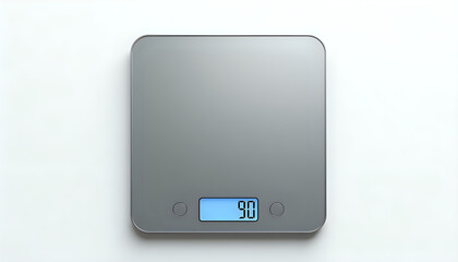 A digital scale on a white surface.