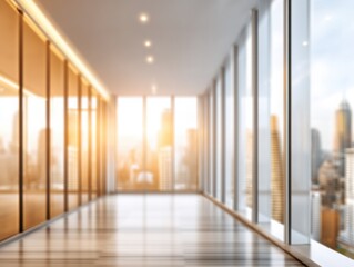 Obraz premium Modern office hallway with city view