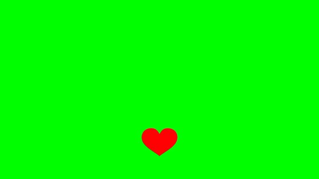Heart animation jumping from bottom to top with green screen background. Suitable for animation and game creation.