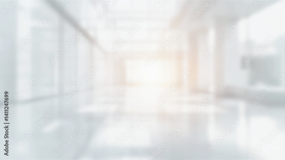 Poster wide blurred empty abstract building pathway background from perspective building hallway for banner