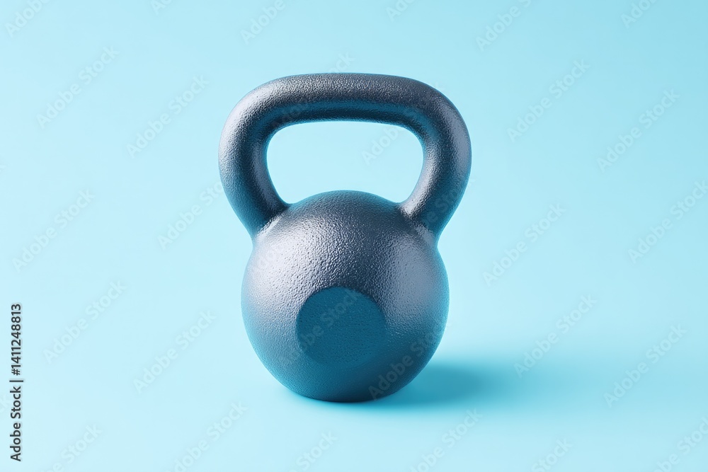Poster single kettlebell rests on smooth solid color background creating minimalistic and clean image