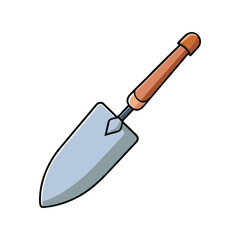 Garden trowel vector illustration. Hand tool for planting, digging, and soil cultivation in home gardening and landscaping