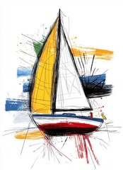 Naklejka premium Colorful Sailing Boat Design