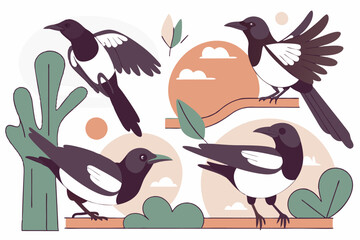 Bird Species Vector Illustration - Wildlife Clip Art Set