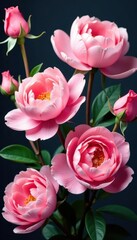 Obraz premium Luscious pink peonies and roses, abundant blooms Plenty of copy space , nature, close up