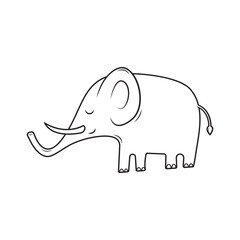 Cute Elephant Outline Illustration for Coloring