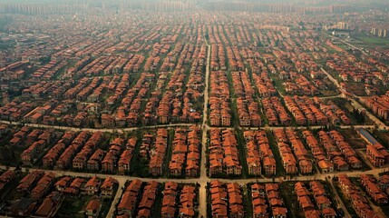 Obraz premium Aerial View of a Vast Residential Area in China