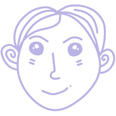 Cute Doodle Style Portrait of a Smiling Person in Minimalist Line Art Design