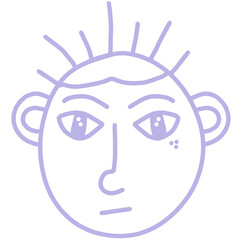 Abstract Doodle Face Illustration in Minimalist Line Art Style with Quirky Expression
