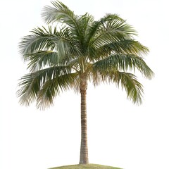 Fototapeta premium Single Palm Tree Isolated on White Background Tropical Vacation Paradise Summer