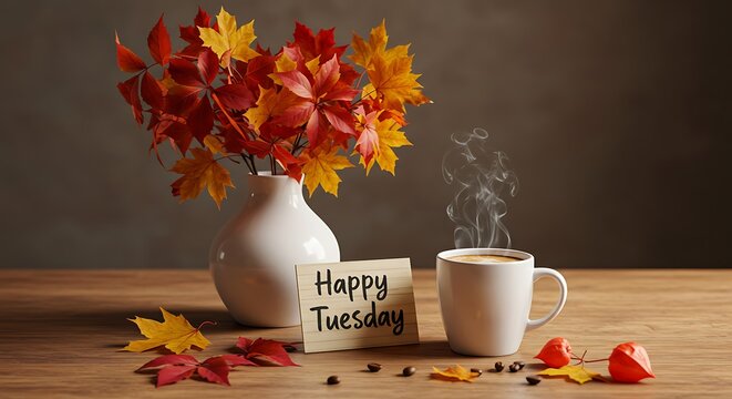 Autumnal Coffee and Leaves: A Warm and Cozy Still Life