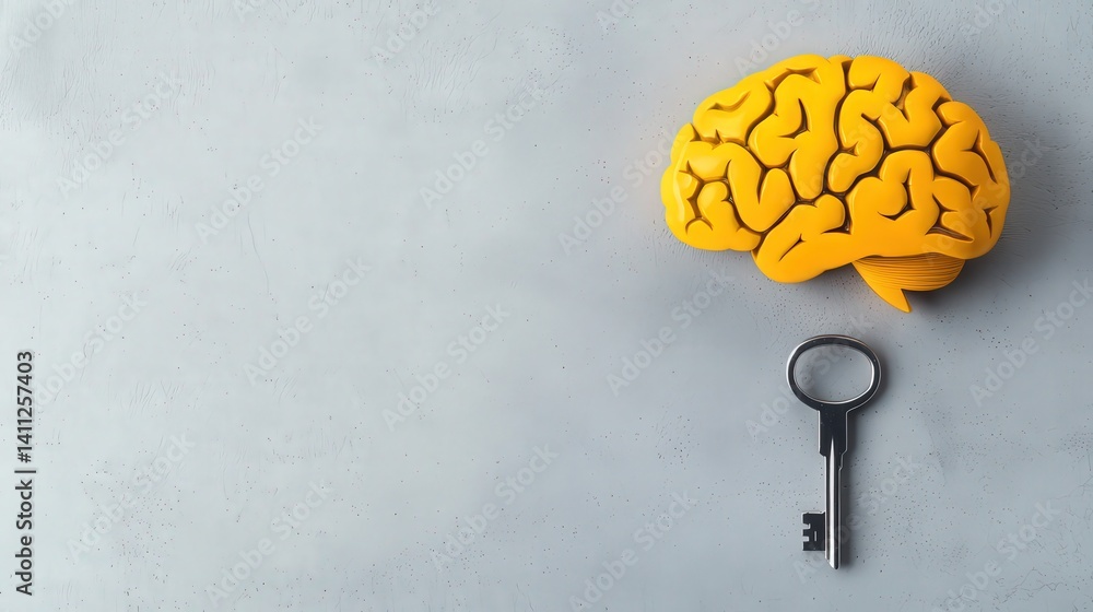 Poster a symbolic image of a key fitting into a brain-shaped lock, unlocking critical insights, critical th