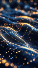 Abstract wavy textured design with glowing particles