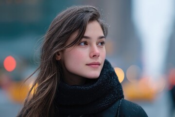 capture portrait against blurred urban background