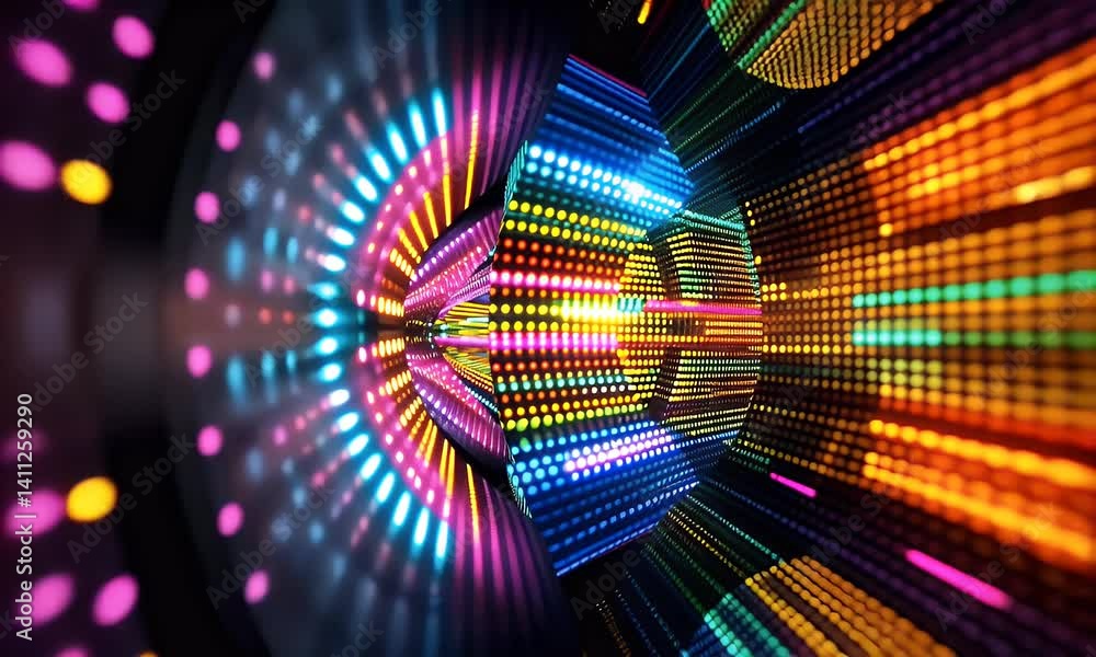 Aufkleber abstract image featuring a colorful, illuminated sphere with bokeh effects and a futuristic feel.