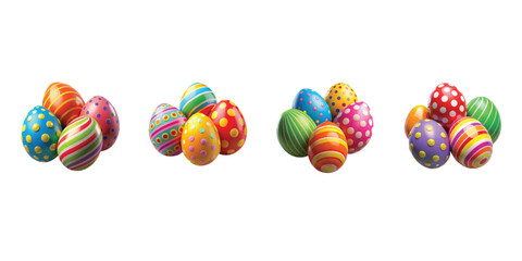 Fototapeta premium Vibrant Striped & Dotted Easter Egg Clusters - Bright & Glossy
