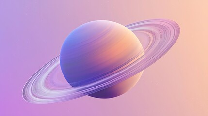 Obraz premium A stunning digital illustration of a planet with rings, showcasing a mesmerizing gradient of pastel colors in the background.