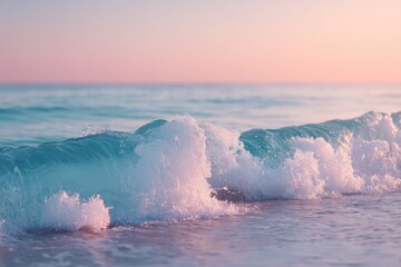Fototapeta premium gentle pastel-colored ocean waves create serene and calming atmosphere on clear day