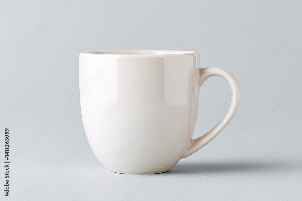 Poster minimalistic close-up of empty mug on plain background isolated for design purposes with ample copy 
