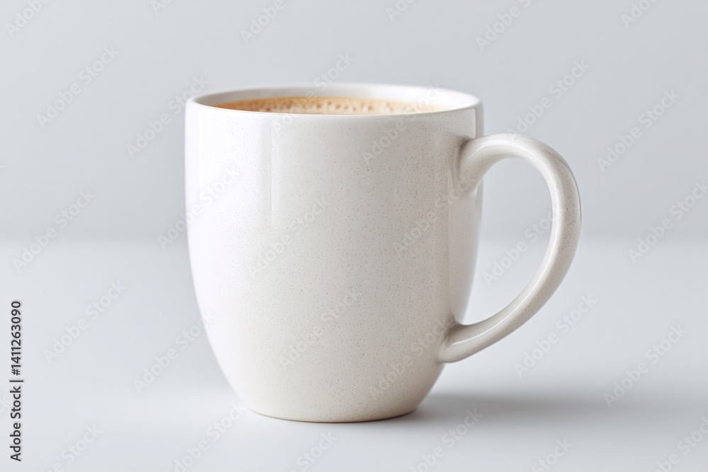 Poster minimalistic close-up of empty mug on plain background isolated for design purposes with ample copy 