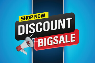 Big sale word mega phone concept vector illustration and 3d style, landing page, template, ui, web, mobile app, poster, banner, flyer, background, gift card, coupon, label, wallpaper

