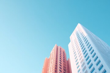 Obraz premium minimalistic high-rise buildings with variety of architectural styles and designs under clear sky