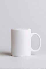 Obraz premium minimalistic white background with blank mug in center offering ample copy space for text or labels
