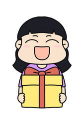 선물 받은 아이 선물상자 giftbox