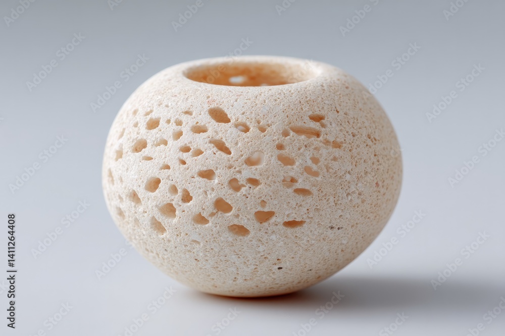 Poster single smooth decorative stone with intricate patterns placed on white background providing ample co