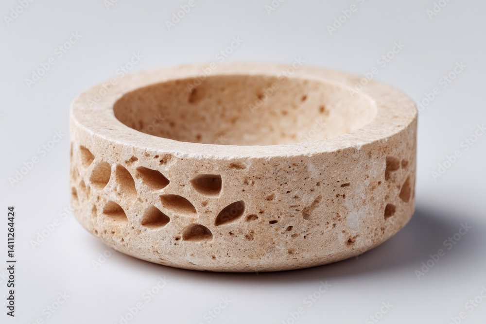 Poster single smooth decorative stone with intricate patterns placed on white background providing ample co