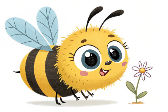 An illustration of a cute cartoon bee