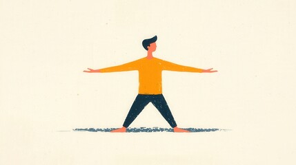 Fototapeta premium Mindfulness and Balance, Illustration of a person practicing a balancing yoga pose.