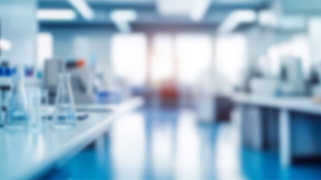 Abstract blurred science lab interior room. blurry working space with defocused. Ai Generated Images