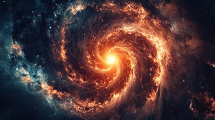 Spiral Galaxy's Fiery Core