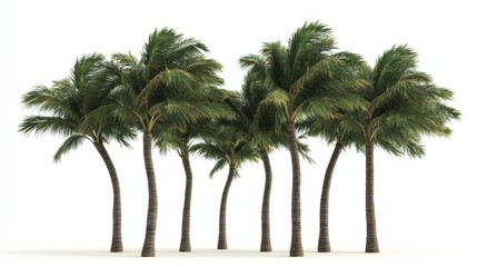 Obraz premium Lush Green Palm Trees Isolated on White Background for Design Use