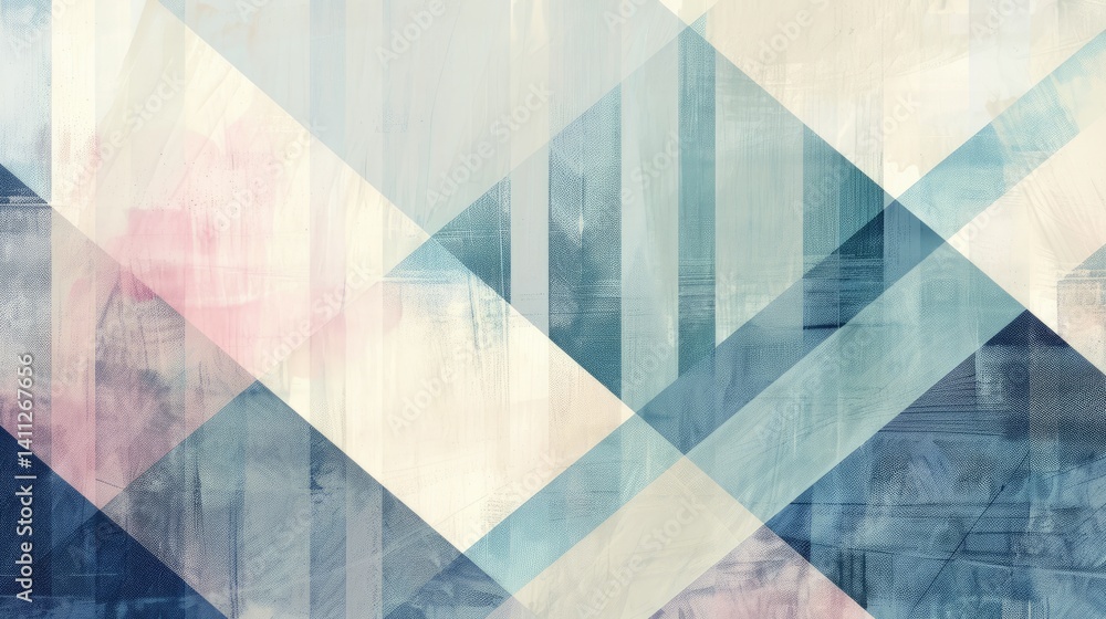 Poster the abstract picture of the geometry shape that painted with muted color, geometry is branch of math