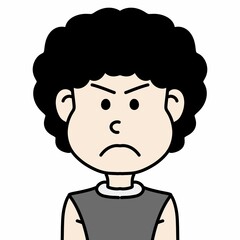 cartoon boy angry on white background,  illustration