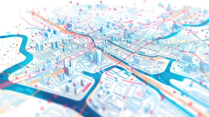 City plan picture with detail about road for transportation and location of infrastructure building inside town. Complex data of structure and street inside architectural map for construction. AIG53.
