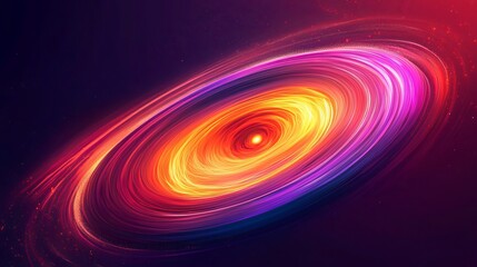 A vibrant cosmic swirl of colors depicting a galaxy with fiery hues and dynamic movement.