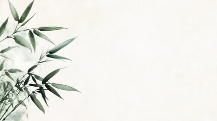 Fototapeta premium Delicate Bamboo Leaves on Textured Background