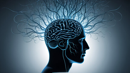 Obraz premium Brainwashing: The Empty Mind and Inserted Thoughts - Imagine an empty mind with thoughts being inserted, illustrating the process of brainwashing used by evil cults