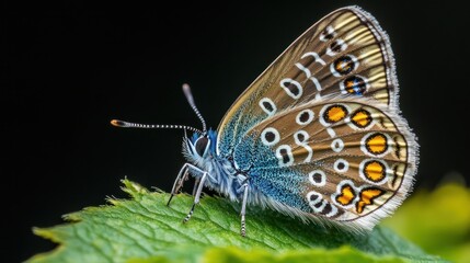 Obraz premium A detailed macro photograph reveals a beautiful colorful butterfly