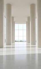 Obraz premium A large room with marble floors and columns.