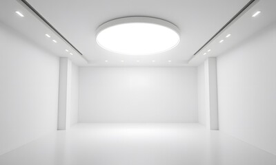A large room with white walls and ceiling.