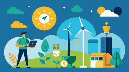 A series of animated videos showcasing the benefits of renewable energy sources and how they can help reduce overall energy consumption.. Vector illustration