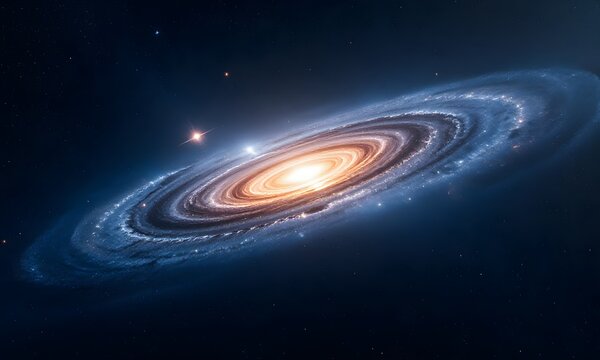 A large spiral galaxy with bright dust and gas spirals.