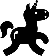 Simple Black Silhouette of a Running Unicorn