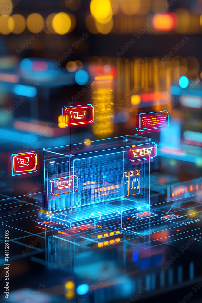 Poster digital shopping experience e-commerce platform interactive graphic virtual environment ux perspecti