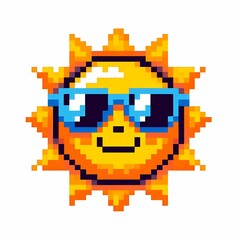 Fototapeta premium Pixel Art Sun With Sunglasses suitable for marketing material